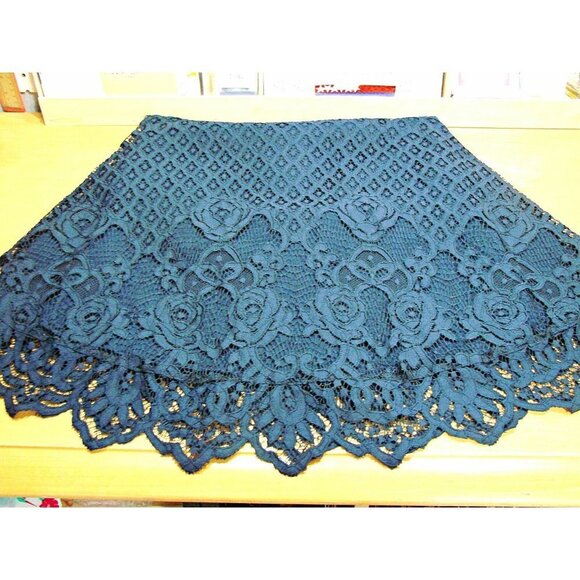 Urban Outfitters Black Swan Lace Eyelet Crochet Halter Dress Navy Blue Size S/M - Picture 7 of 12